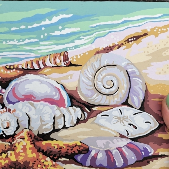 Shells Paint by Number Finished Acrylic Painting Finished 14 by 11 - Picture 12 of 17